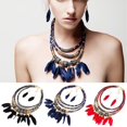 thumbnail image 5 of Conjunto de Collar Y Pendientes Llamativos de de Babero con Borlas de Plumas Bohemias Hechas Yinane Conjunto de joyas, 5 of 5