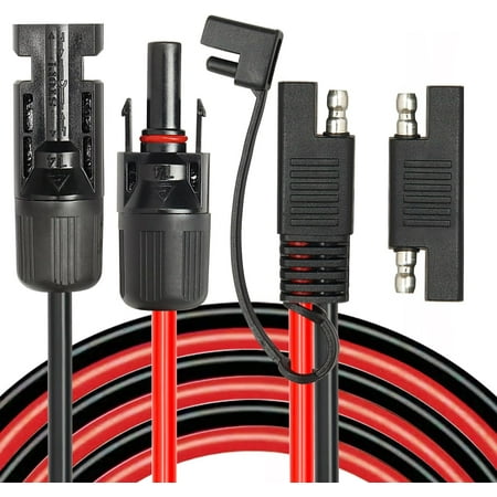 10FT 10AWG Solar Panel To SAE Adapter Cable - Extension Cable for RV Solar Panel Caravan Battery Charger Kit with SAE Polarity Reverse Adapter