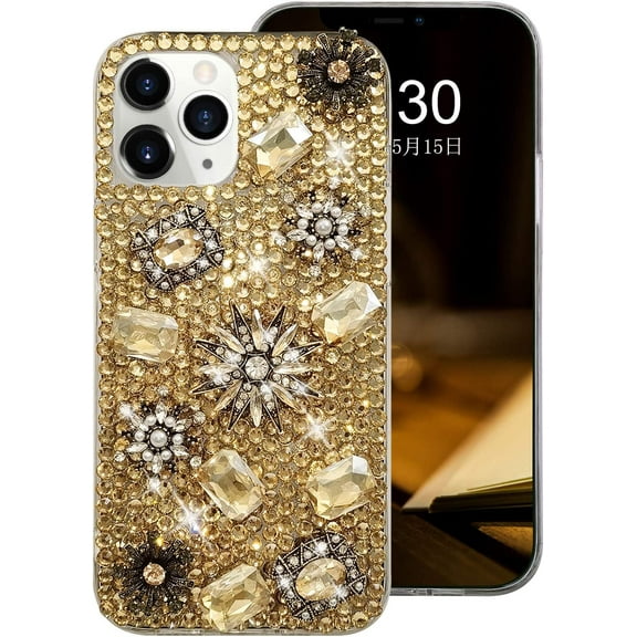 for iPhone 11 Pro Max Women Girls Bling Diamond Flower Case 3D Luxury Elegant Glitter Gem Pearl Floral Crystal Sparkly Rhinestone Soft Bumper Protective Cover Case for iPhone 11 Pro Max Black