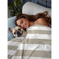 thumbnail image 3 of Beige Stripes California King Size Flat Sheet, Wrinkleproof & Fadeproof Cooling Flat Bed Sheet Only, Simple Beige White Texture Breathable Soft Bedding Top Sheets 108 x 98 Inches, 3 of 8