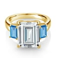 thumbnail image 2 of Gem Stone King 18K Yellow Gold Plated Silver Swiss Blue Topaz Ring Set with Moissanite (8.78 Cttw) (Size 9), 2 of 3
