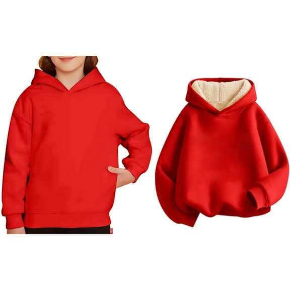 Hoodies Kids Red Hoodie Casual Long Sleeve Classic Hoodie Fall Clothes r Boy Clothes 11-12 Years Boys Girls Fashion