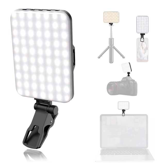 Pocket Clip-on LED Video Light Video Conference Light for Computer Tablet Mobile Phone DSLR Camera LED Fill Light 2500K-6500K Dimmable Built-in Battery for Online Meeting Live Streaming Selfie