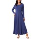 thumbnail image 2 of INSPIRE CHIC Vestidos largos de otoño para mujeres, vestido maxi A-line con botones, mangas largas y bolsillos, M Azul profundo, 2 of 6