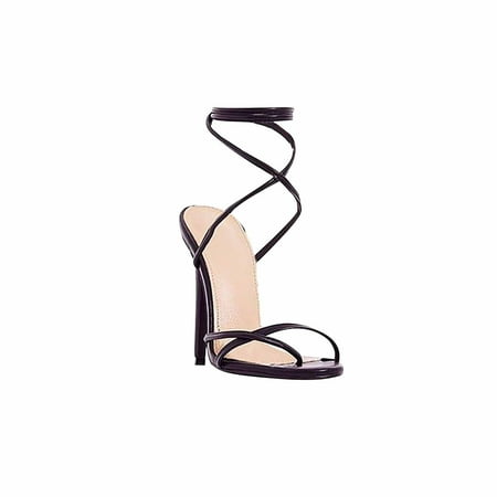 

Stamzod Summer Savings Clearance Summer New Style Large Size Strapped Roman Shoes Flip Flops High Heels Black 40