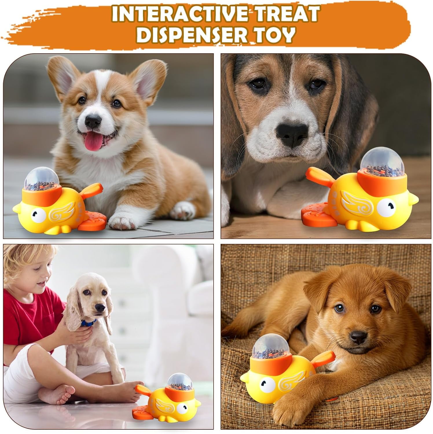 Interactive Treat Dispenser Toy,Dog Puzzle Toy, Duck Design Treat Dispenser Feeder for Mental Stimulation and Slow Eating in Indoor and Outdoor Play