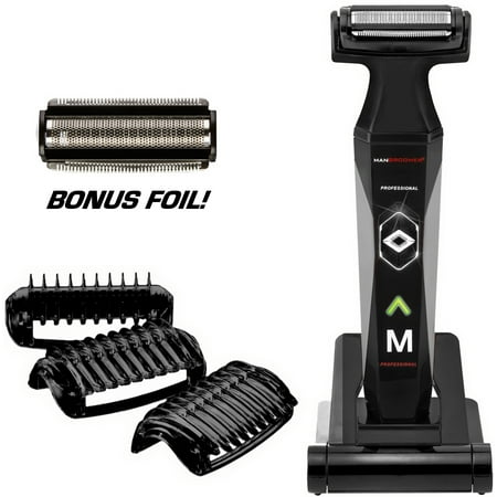MANGROOMER 2.0 Professional Body Groomer, Ball Groomer & Body Trimmer with Propivot Flexing Head, 3 Trimmer Combs, Wet/ Dry & A Free Bonus Foil!
