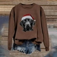 thumbnail image 5 of Fiaer Women Christmas Sweatshirts Plus Size Baggy Xmas Tops Dog Printed Fashion Long Sleeve Crew Neck Comfy Holiday Pullover Coffee M, 5 of 5