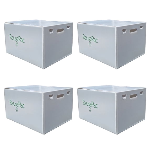 ReusePac 20x16x12in Reusable Foldable Boxes  4 Pack Gray