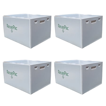 ReusePac 20x16x12in Reusable Foldable Boxes 4 Pack Gray