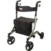 Carex Foldable Rolling Walker for Seniors, Comes with Storage Bag, 300 lb Capacity, Black