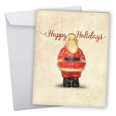 J6719BXSG Large Merry Christmas Card: 'Antiquities' Featuring a Classical Christmas Toy and Holiday Greeting Greeting Card with Envelope by The Best Card
