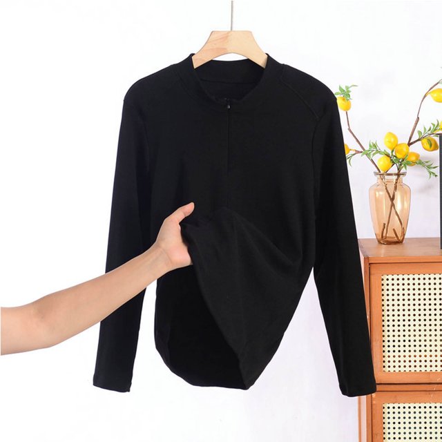 Liquidation sous 5!Sevevn Chemise Décontractée Mode Femme Col Rond Construction Interne Couleur Unie Manches Longues Été Liquidation Noir TTG