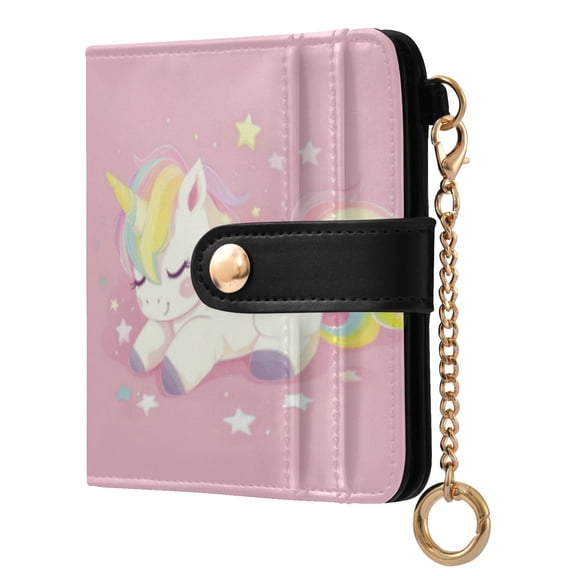Qxltty Lovely Colorful Pony Ladies Wallet Rfid Slim Thin Compact Credit Card Women Wallet Zipper Coin Pocket and ID Window for Female Gifts