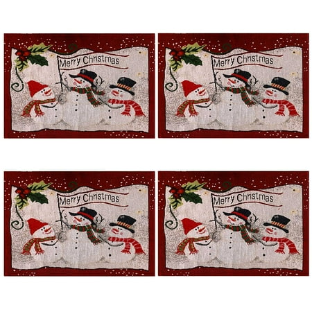 

Snowman Elk Printed Placemats Heat Insulation Stain Resistant Non Slip Table Mat