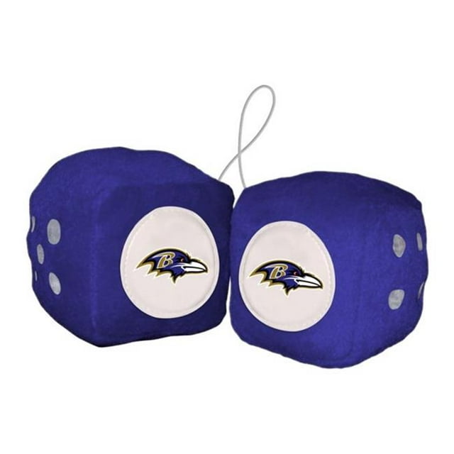 Fanmats 8162002199 3 in. NFL Baltimore Ravens Fuzzy Dice