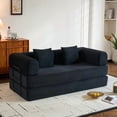 thumbnail image 1 of Sofa cama convertible con almohada cilíndrica, sofá de colchón plegable de corduro con marco de forma fija, sofá de pie para salón y dormitorio, 1 of 5