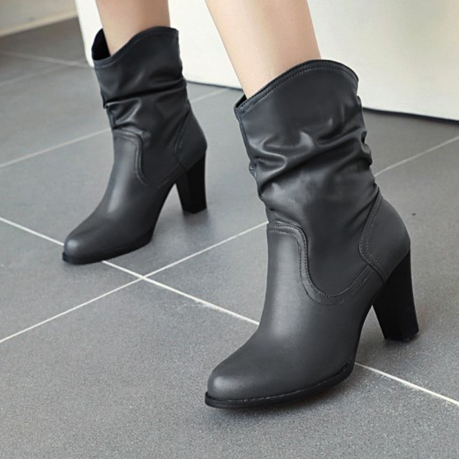 Teacher Appreciation Gifts AXXD High Heels Shoes,Booties Comfort Womens Dress Shoes Outdoor White Boots 2024 Over-the-Knee Ladies Shoes For Clearence