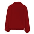 thumbnail image 5 of Fiaer Womens Sweatshirts Quarters Zip Pullovers V-Neck Long Sleeve Lapel Collared Solid Color Trendy Tops Red M, 5 of 5