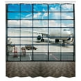 thumbnail image 3 of Ambesonne China Shower Curtain, Shangai Airport Plane, 69"Wx70"L, White and Sky Blue, 3 of 3