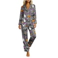 thumbnail image 2 of BaoFuBaoMei Halloween Pajamas Sets Woman Plus Size Long Sleeve Top and Pants Sleepwear Ghost Pumpkin Bat Print Soft Cozy Lounge Set, 2 of 7