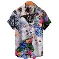 thumbnail image 5 of Camisa hawaiana con estampado 3D completo de gato para hombre, camisetas casuales de manga corta con botones para verano, camisas para hombre, 5 of 5