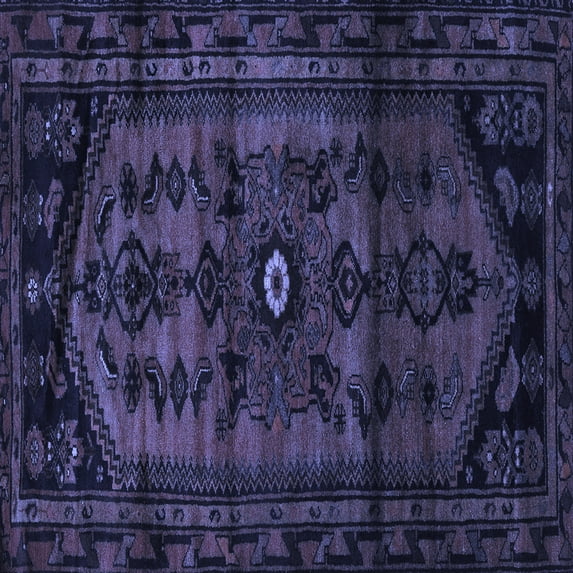 Ahgly Company Machine Washable Indoor Square Persian Blue Traditional Area Rugs, 4' Square