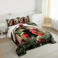 thumbnail image 3 of Manfei Xmas Cardinal Bird Queen Comforter Set, Merry Christmas Bedding Sets, Pinecone Leaves Bedding Comforter Set, Luxury Bedroom Decor, Reversible 3 Pieces, 3 of 8