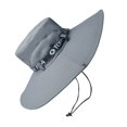 thumbnail image 4 of Sombrero de pesca transpirable de algodón y poliéster, sombrero de ala grande para el sol para hombre, verano, escalada de montaña, gris claro, 4 of 12