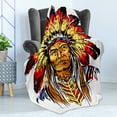 thumbnail image 4 of Ethnic Soft Flannel Fleece Throw Blanket, Chief in Vibrant Color Palette Hand Drawn Style Indigenous Cultures, Cozy Plush for Indoor and Outdoor Use, 50" x 60", Multicolor, by Ambesonne, 4 of 5