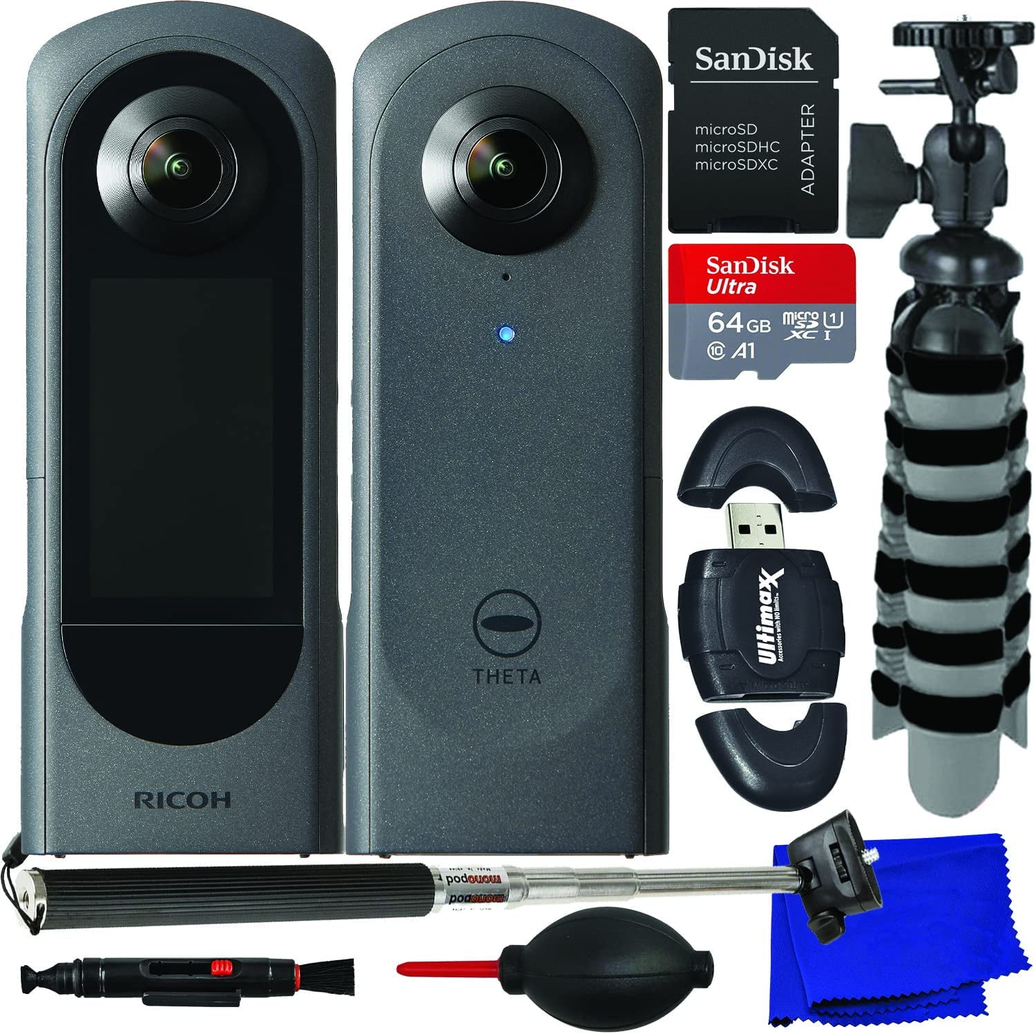 Ricoh THETA X 360° Camera 910844 - 8PC Accessory Bundle - Walmart.com