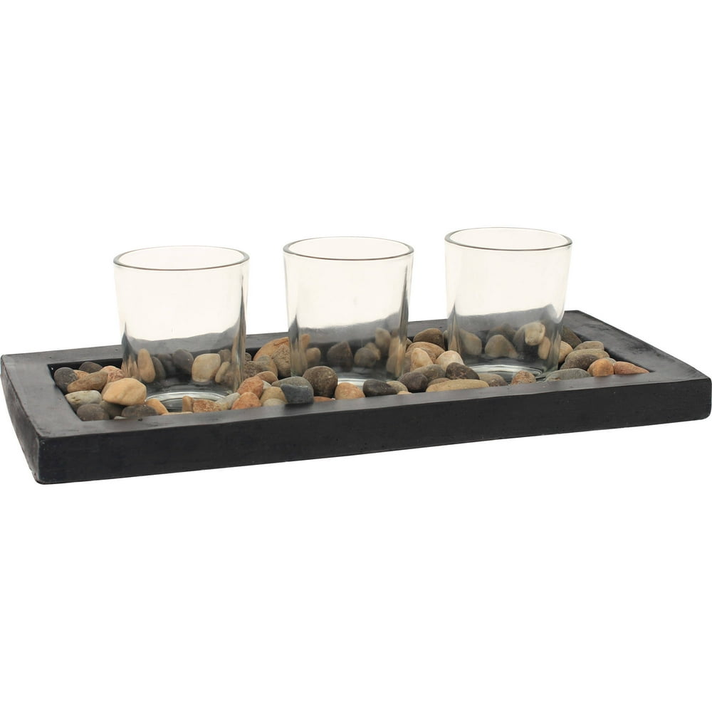 Mainstays Stone Tea Light Candle Garden with 3 Glass Tea Light Candle