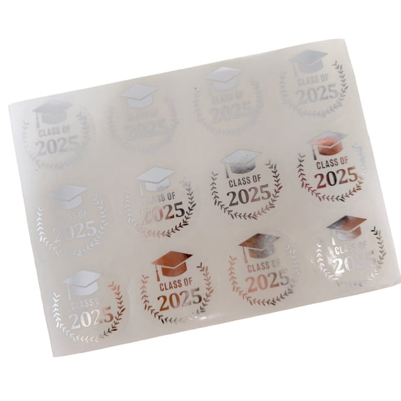 120Pcs Class Of 2025 Graduation Hat Sticker for Seal Envelope Card Wrapping 40mm Clear PET Seal Sticker Adhesive Labels