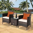 thumbnail image 1 of Gymax 3PCS Patio Outdoor Rattan Furniture Set w/ Cushioned Chairs Coffee Table, 1 of 9