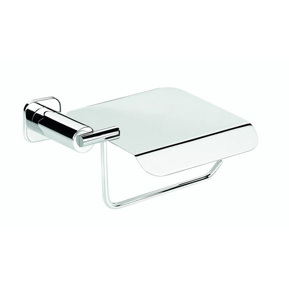 Jenny polished chrome toilet paper holder with lid. bath tissue holder