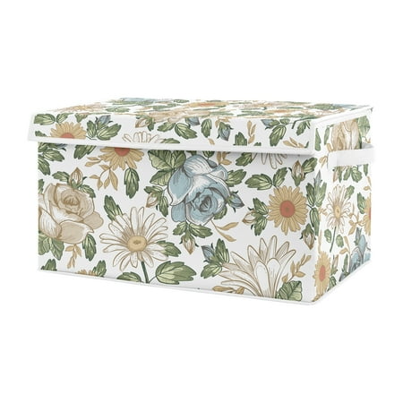 UPC: 0846480093176 | Vintage Floral Blue and Yellow Storage Fabric Toy Box by Sweet Jojo Designs