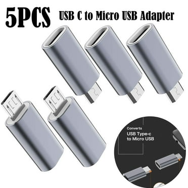 USB C to Micro USB Adapter, (5-Pack) Type C Female to Micro USB Male Convert Connector Support Charge Data Sync Compatible with Samsung Galaxy S7 S7 Edge, Nexus 5 6 and Micro USB Devices (Grey)
