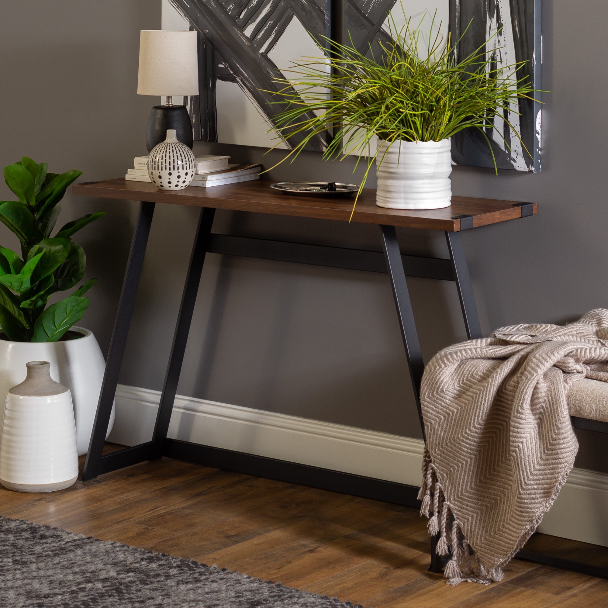 Manor Park Rustic Wood And Metal Entryway Table