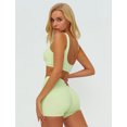 thumbnail image 2 of IBTOM CASTLE Womens Workout Sets Color Block Sports Bra Matching High Waist Shorts 2 Piece Gym Yoga Pilates Outfits Light Green, 2 of 7