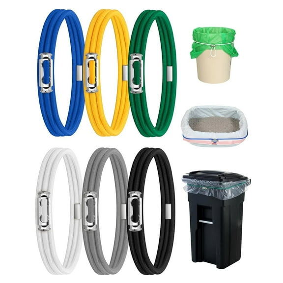 Garbage Can Bands Cord Lord Design Adjustable Large Trash Can Rubber Bands Fits 8-33 Gallon Trash Cans Multifunction Bands Litter Box Bands for Kitchen Tables Picnic Party（6 PCS）