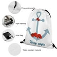 Girly Flower Anchor Graphic Design Navy Drawstring Bags Initial