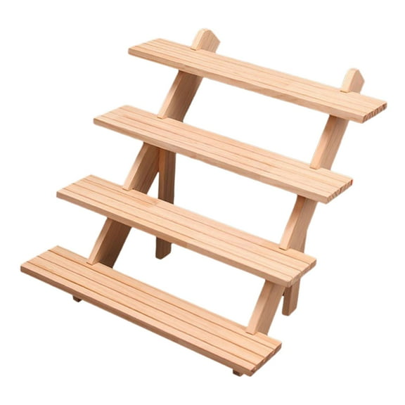 Earring Rings Organizer 4 Tier Easy to Assemble Groove Design Countertop Wood Girls Retail Sturdy Decorative Jewelry Display Stand