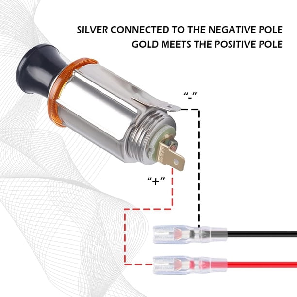 cigarette lighter plug positive and negative 15FT SAE Battery Extension Cable and insert a new one Car Cigarette Lighter with 2Ft
