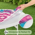 thumbnail image 5 of Pink Blue Tie Dye Mandala Round Fitted Tablecloth with Elastic Edge,Dining Table Cover Waterproof,Outdoor Round Tablecloth for Camping,Dining,Indoor and Outdoor, 5 of 7