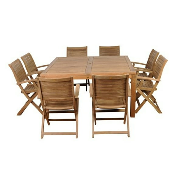 Amazonia Teak Boynton 8-Person Teak Patio Dining Set With Folding Chairs