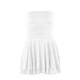 thumbnail image 3 of Siilsaa Women's 2024 Summer Strapless Tube Dress Sexy Off Shoulder Ruffle Tiered Flowy Mini Dresses White,S, 3 of 5