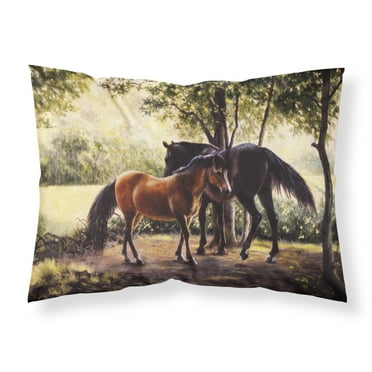 Horses by Daphne Baxter Fabric Standard Pillowcase