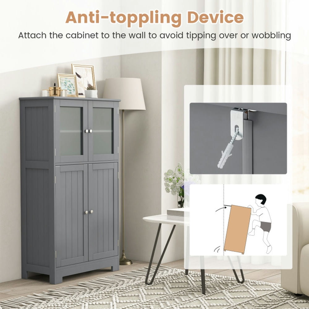 Finihen Bathroom Storage Cabinet, Bathroom Floor Cabinet, Bathroom Floor Storage Locker Kitchen Cabinet with Doors and Adjustable Shelf, for Bathroom, Living Room, Bedroom, Kitchen, Gray Finihen Bathroom Storage Cabinet, Bathroom Floor Cabinet, Bathroom Floor Storage Locker Kitchen Cabinet with Doors and Adjustable Shelf, for Bathroom, Living Room, Bedroom, Kitchen, Gray