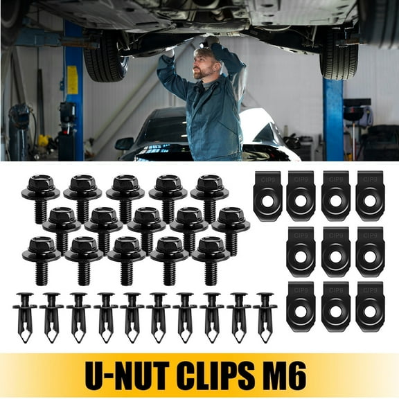 35Pcs Engine Under Cover Splash Shield Guard M6 Bolts & U-nut Clips for Hyundai