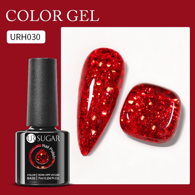 UR SUGAR 7ml Brillo reflectante Goma Base Gel Esmalte de uñas Botella de vidrio Lentejuelas brillantes Soak Off Gel UV para manicura Dengxun unisex